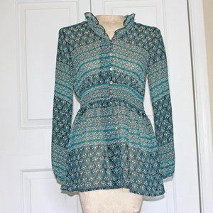 Quintessential Sheer Blouse with Cinched Waist